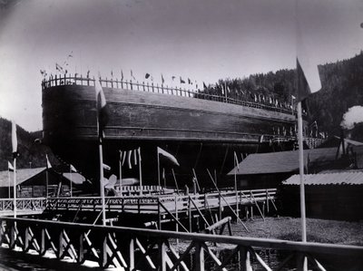 Yard No. 647, Baikal. Ice-Breaking Train Ferry Steamer Baikal Ready for Launch into Lake Baikal by English Photographer